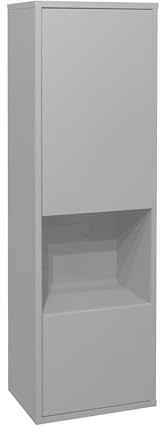 FURNARO Hängevitrine Lindos Vitrine Schrank in kreidegrau matt Lack B/H/T: 41x132x32 cm