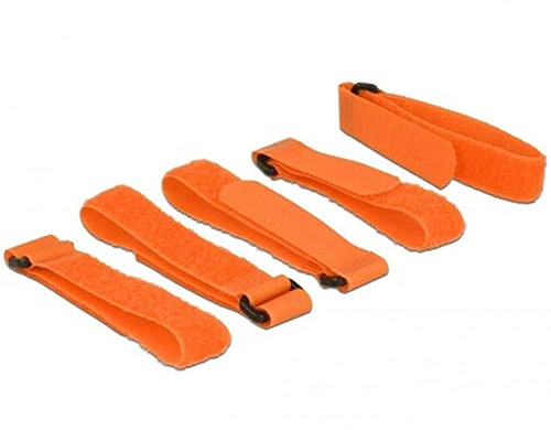 DELOCK Kabelbinder Klettverschluss 5 Stk L300 x B20 mm mit Schlaufe orange