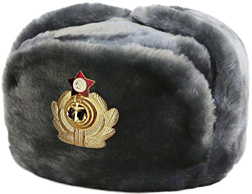 Cucuba® RUSSISCHE FELLMÜTZE SCHAPKA USCHANKA WINTERMÜTZE MILITÄRMÜTZE DER RUSSISCHE MARINE MILITÄR GRÖSSEN VERFÜGBAR 56-57-58-59-60 (EU) - GESCHENKIDEE (61 SIZE XXL (EU))