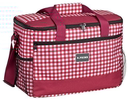 B.PRIME 20L Kühltasche Classic Vichy-KARO I 36x26x22cm I Isoliertasche I Lunch-Tasche I Kühlbox I Picknick-Tasche I Eistasche I Campingtasche I Picknick I Outdoor I Reisen I Einkauf I Auto