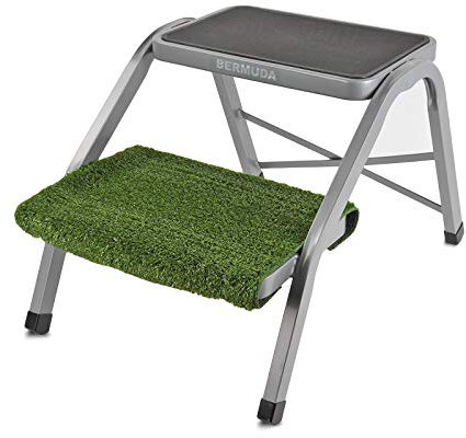 ha ba Marchepied double | 634 x 381 x 380 mm | caoutchouté | 4 kg | testé jusqu'à 150 kg | gris (pied + vert mat)