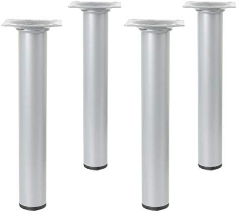 Amig 4er Set Möbelfüße Rund Ausführung Silber Höhe 400mm ø 30mm Tischbeine aus Metall