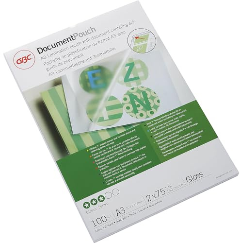 GBC® Document™ Pouch, A3, 303 x 426 mm, 0.075 mm, Transparent, Glossy (Pack of 100)