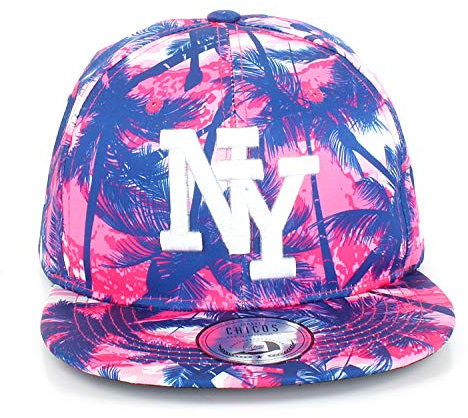 New Boy Girl NY New York süße Unisex Schwester Bruder Kindercap Hai Tiger Adler Prince Kinder Cap Snapback und Mütze 48-58cm Kopfumfang (One Size, NY-Palm-Blue-Pink)