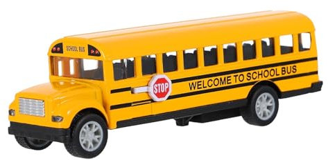 NUOBESTY 1:32 Orange Schulbus Spielzeug Legierung Pull Back Modell Spielzeug für Kinder Kompakter Druckguss-Bus mit glatter Oberfläche, reibungsbetriebenes Push and Go Fahrzeug für Kinder Spielen