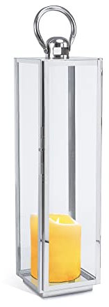 wuuhoo® XL Windlicht Grace in Silber, dekorative & wetterfeste Gartenlampe aus rostfreiem Edelstahl und Temperglas, Gartenlaterne, Gartenbeleuchtung, Lampe für den Garten