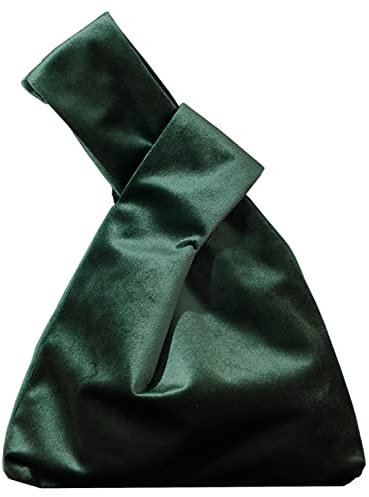 YuuTbiu Damen-Handtasche, eleganter Stil, Samt, tragbare börse, einfarbig, Knoten-Tasche, Geschenk für Frauen, grün