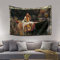 INVIN ART Tapisserie Wandbehang Kunst Wohnkultur Die Dame von Shalott im Boot von John William Waterhouse Kunstdruck Gemälde für Wohnzimmer Schlafzimmer Badezimmer Wohnheim