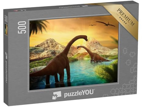 puzzleYOU: Puzzle 500 Teile „Die Welt der Dinosaurier“ – aus der Puzzle-Kollektion Dinosaurier, Tiere aus Fantasy & Urzeit