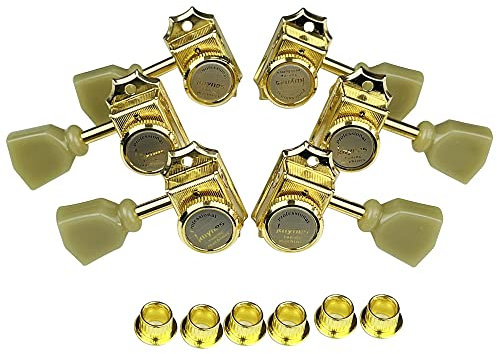 Kaynes 3x3 Gitarrensaiten-Stimmwirbel – Gold Vintage Deluxe Style Locking Tuners Keys Mechaniken Tuners für Les Paul LP SG Style Elektrische oder Akustikgitarre (Golden)