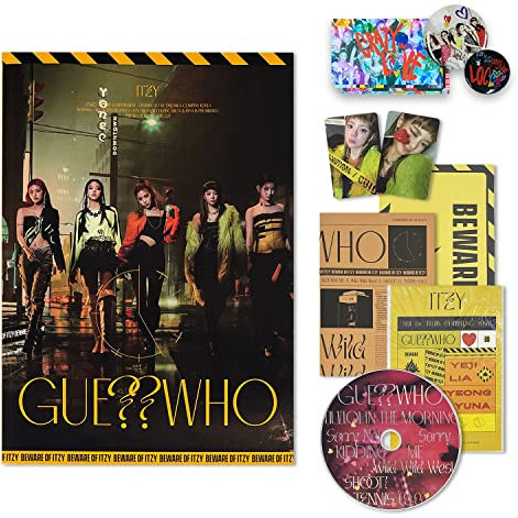ITZY Mini Album - GUESS WHO [ NIGHT ver. ] CD + Photobook + Photocard + Mini Folding Poster + Sticker Pack + Newspaper