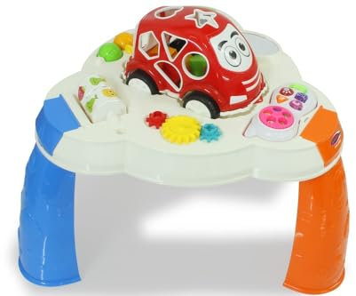 JAMARA Spieltisch mit Formauto und Handy – fördert Fein- und Grobmotorik, Musik, LED Lichteffekte, 10 Formen in 5 Farben, Spiegel, leichtlaufende Kunststoffräder, 13-Teilig