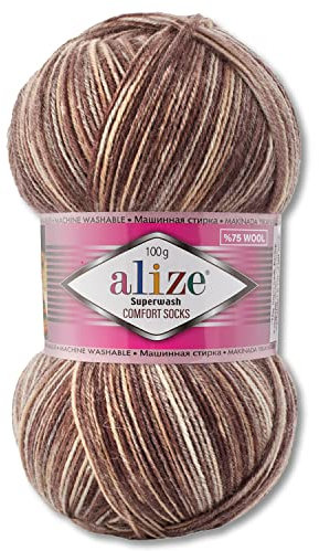 Wohnkult Alize 100 g Superwash Comfort Sockenwolle 33 Farben zur Auswahl EIN-/Mehrfarbig (7678)