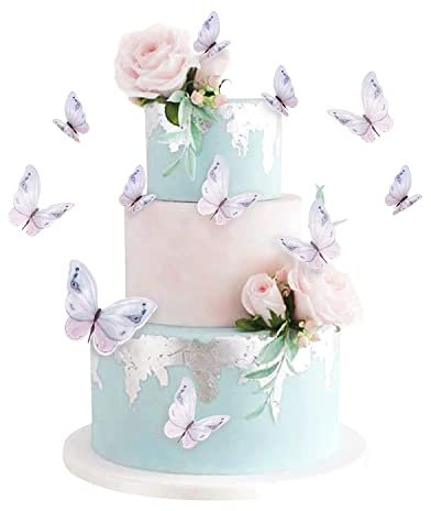 Blumomon 30Pcs Lively 3D Butterfly Cupcake Toppers Ink Art Butterfly Cake Topper Decorations for Baby Shower Wedding Anniversary Kids Birthday Party Supplies Mixed Size