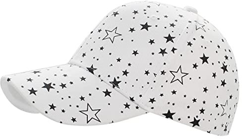 dy_mode Damen Kappe Basecap Schirmmütze Baseballkappe mit Stern Muster - C025 (K224-WeißBlackStars)