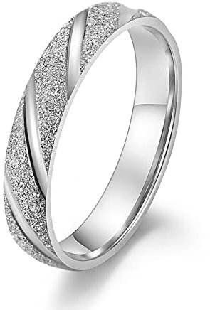 Hoisy Ringe Damen Mode, Vintage Ring Sterling Silber Einfach Stahl Größe 65 Eheringe Antragsring für Frauen