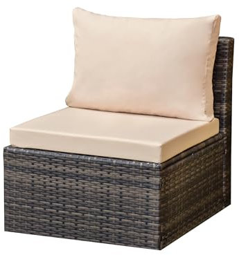 Gardenista Outdoor-Rückenpolster für Rattanmöbel | Wasserbeständige Terrassenpolsterung | Bequeme und leichte Gartenmöbelpolster | Weich und langlebig (56x45x10cm (Back Cushion), Stein)
