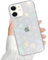 QUESPLE Kompatibel mit iPhone 12/12 Pro Hülle Transparent Glitzer Herz Muster für Frauen Mädchen Mode Weiche Langlebige Schlanke TPU Handyhülle, Hart PC Rückseite Kratzfest