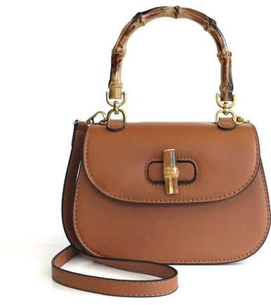 Bambus Tote Bag Damen Satchel Crossbody Bag Vintage Umhängetasche, Braun
