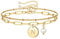 TINGN Armband mit Buchstaben für Damen und Frauen - Charms Initial Armbänder mit Buchstaben N, Verstellbar, Gold, Schlicht - Perlen Mädchen Schmuck, Personalisiertes Armband