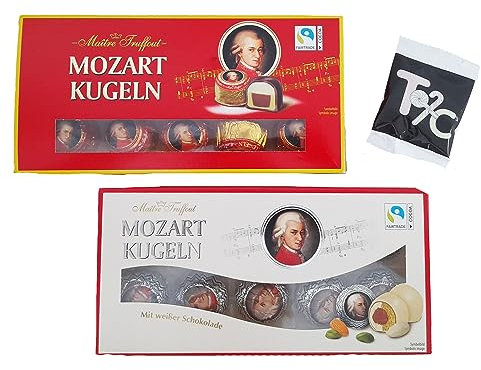 Maître Truffout 2 x 200g Mozart Kugeln Pralinen Vollmilch | Zartbitter | Weißer Schokolade Vorteilspackung