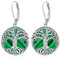 Eusense Boucles d'oreilles arbre de vie Boucles d'oreilles en argent 925 avec arbre de vie en malachite Boucles d'oreilles pendantes Bijoux Cadeau pour Femmes Filles