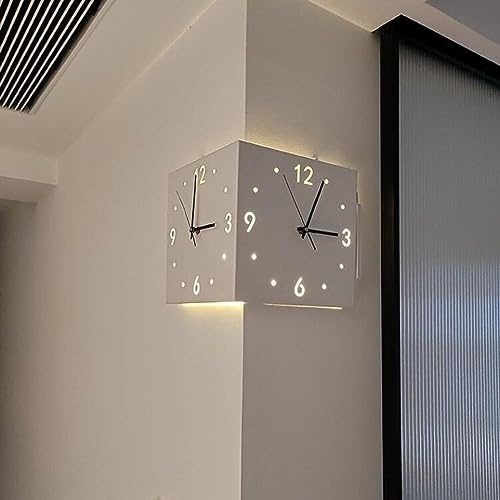 LILIXINGSH Orologio da parete moderno, doppio angolo, orologio digitale da parete ad angolo, silenzioso, con facile installazione (colore: bianco)
