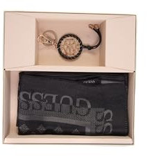Guess Gift Box Schwarzer Schal + Schlüsselanhänger, Schwarz