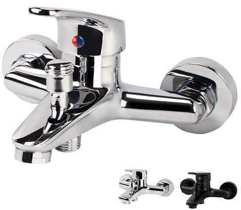 Grifo de Bañera Monomando de bañera Grifo de Ducha Grifo Para Bañera Cromado de Latón Mezclador de Bañera con Interruptor Grifo de Baño para Ducha de Baño (Cromo-R)-No Ducha de Mano
