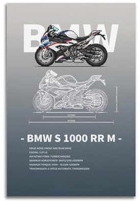 GEAD Vintage Pixel Style Motorrad Sport Auto Poster S1000RR M Racing Super Bike Dekorative Malerei Leinwand Kunst Bild 30 x 45 cm