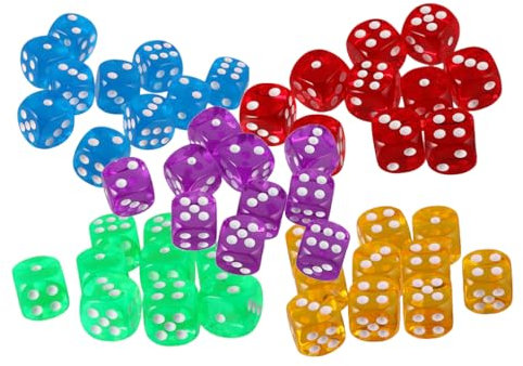 Yourandoll 50 STÜCKE Polyedrische Würfel D6 Würfel 16mm Acryl Dice Spielwürfel for DND RPG Dungeons & Dragons Tischspiele (Farbe 1)
