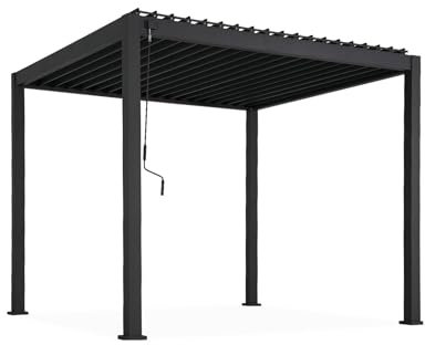 sweeek Pergola bioclimatica 3x3m in Alluminio con lamelle orientabili, Antracite