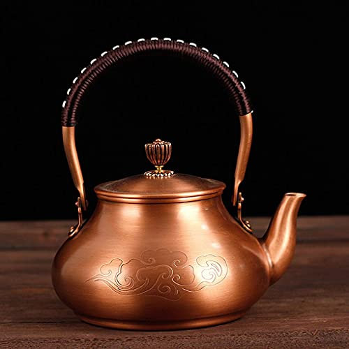OQHAIR Teiera Teiera Tetsubin Bollitore per Il tè 1400ml Casa ad Alta capacità Drago Teiera in Rame Antico Teiera Non Rivestita (Colore : E Dimensioni : 1400ML) (A 1400ML)
