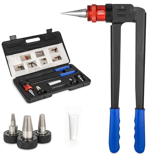 HeSun Auto-Spin Pex-A Erweiterungswerkzeug-Set mit 1/2 Zoll, 3/4 Zoll und 1 Zoll Erweiterungskopf, PEX Expander Kit erfüllt ASTM F1960 Standard