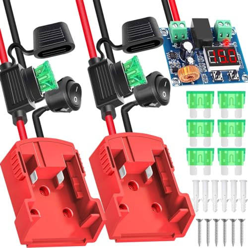 Xiatiaosann 2PCS Power Wheel Adapter for Milwaukee M18 18V Battery Adapter Power Wheels Battery Converter for DIY Work Light RC Truck Car, 12AWG DIY Wire, Power Tool Battery Connector, with Switch
