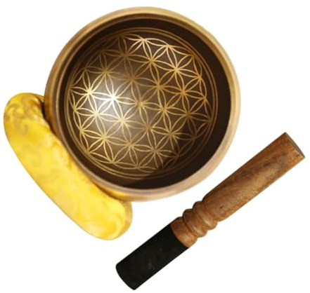 TOPPERFUN 1satz Singing Bowl Meditation Handgefertigte Klangschale Aus Nepal Für Musiktherapie Beruhigende Töne Für Stressabbau Und Tiefes Meditieren Inkl Schlägel Und Unterlage Farbe