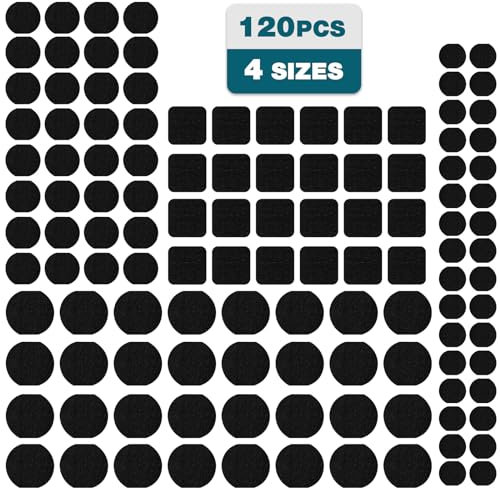 Vinabo Almohadillas de Fieltro 120 Unidades, Almohadillas Fieltro Adhesivo para Muebles, Almohadillas de Fieltro Adhesivas de 3 Mm para Patas de Muebles, AntiarañAzos y Reducen EI Ruido - Negro