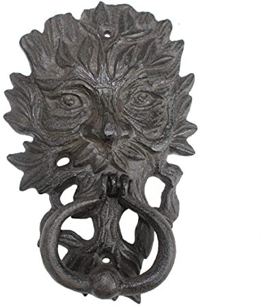 Vintage Gusseisen Türklopfer Haustür Außen Hof Garten Cottage Tor Ring Griff Dekoration Alter Mann Form 11,3 × 2,8 × 17 8 cm Handarbeit Ho