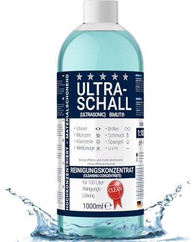 1 limpiador ultrasónico concentrado de 1000 ml, líquido, para gafas, relojes, joyas, dentaduras postizas, etc. en baño ultrasónico