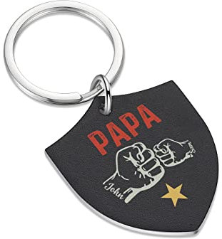 Jeweidea Porte Clef personnalisé pour Papa Porte-clés Personnalisé Prénom Gravés Porte Clef Fete Des Peres Porte-clés Famille Prenom Enfant Cadeau Papa Cadeau Homme Cadeaux Personnalisé (Noir)