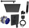 vanvilla Duschsystem mit Unterputz Duscharmatur von Hansa Twist Einhebelmischer und vanvilla Regendusche mit Armatur, Duschkopf eckig, Dusch-SET AS102 schwarz matt