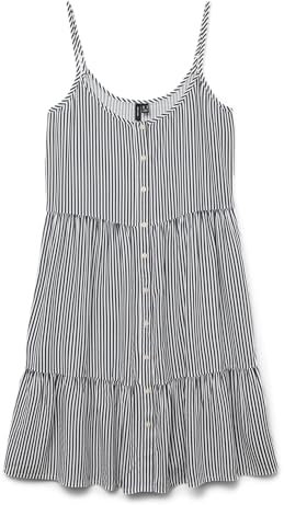 VERO MODA Damen Vmbumpy Short Singlet Dress WVN Ga Noos, India Ink, X-Small