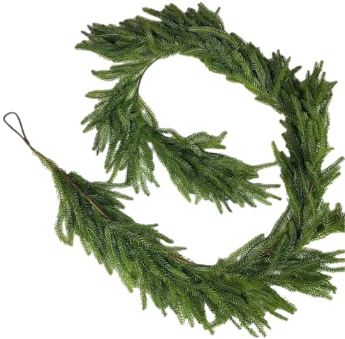 Tannengirlande Künstlich Wie Echt 1.8m/6ft Weihnachtsgirlande Grün Kunststanne Kunststoff Spritzguss-Verfahren PE Girlande Weihnachten Türgirlande Weihnachtsdeko für Treppen Outdoor Indoor Party