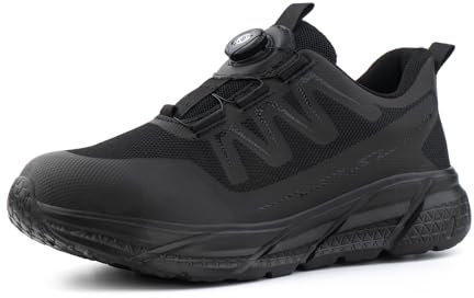 Hitmars Mens Safety Trainers Womens Steel Toe Cap Trainers Safety Shoes for Men Women Work & Utility Footwear Lightweight Black UK 10