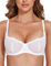 WingsLove Women's Balconette Lace Bra Unlined Underwire Half Cup Bra See Through Balcony Bra White 34DD