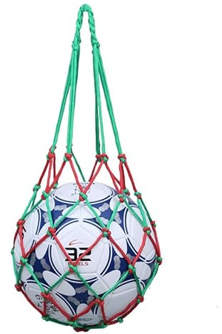 Hrlace 1 Stück Basketball Netz Tasche Ballnetz Tragbare Fußball-Netztasche Netzbeutel Groß Ballsack Sports Mesh Tasche with Kordelzug für Volleyball, Basketball, Stadion & Strand Rot Grün