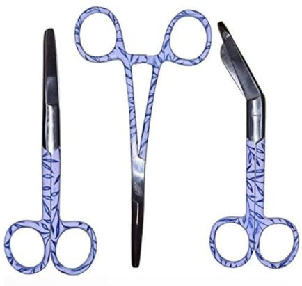 Lot de ciseaux d'infirmière « Feuilles bleues » - Certificat MDR - Ciseaux à bandage - Ciseaux - Kocher - Accessoires d'infirmière - Cadeau d'infirmière