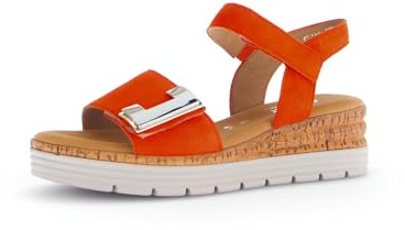 Gabor Damen Keilsandalen, Frauen Sandalen,Strandschuhe,Keilsandaletten,Keilabsatz,Wedge-Heel,hoch,Sommerschuhe,Pumpkin(silb+Gold),39 EU / 6 UK