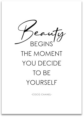 ARTFAVES® Poster - Beauty begins the moment you decide to be yourself | Wanddeko Wandbild Spruch Coco Fashion Mode | ohne Rahmen | 21 x 30 cm