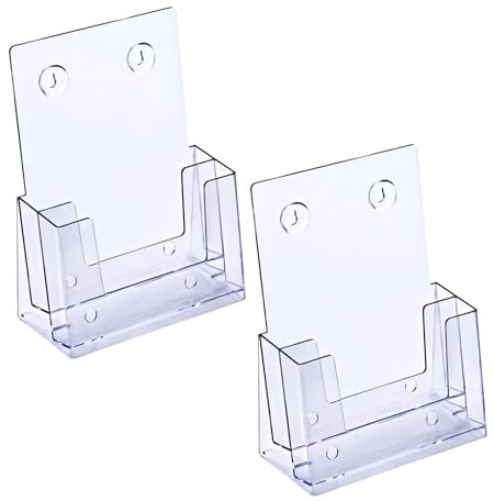 MHYMX Prospekthalter, 2 Stück, Prospektständer, Acryl, Zeitschriftensammler, Desktop-A5-Präsentationsständer, Wandmontage, zweilagiger Prospektständer für Broschüren, Broschüren, Broschüren, Menüflyer